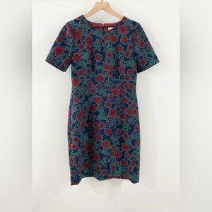 J Crew Floral Sheath Dress Blue Size 10P